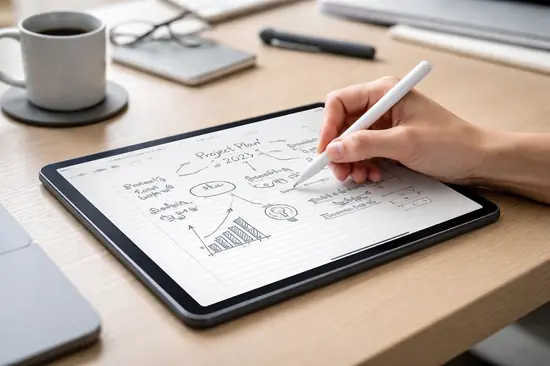 notas manuscritas en tablet